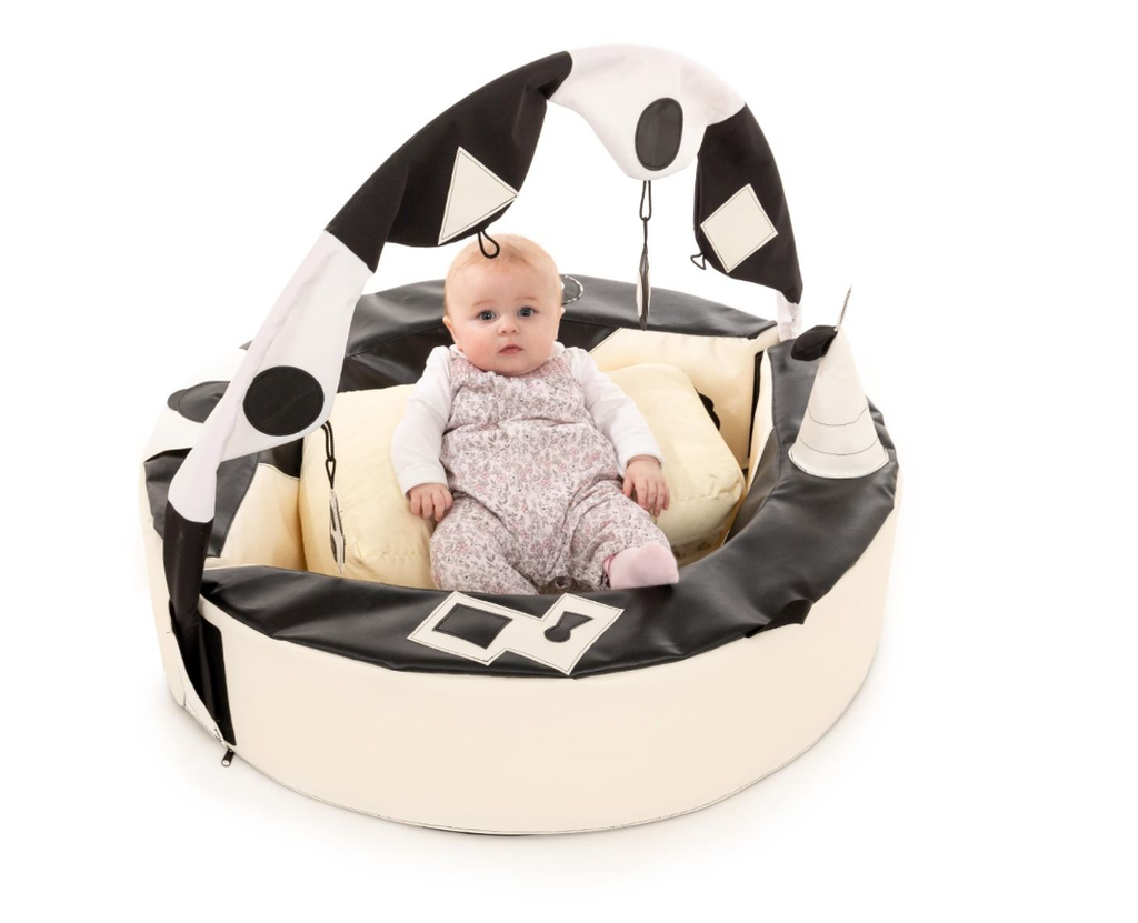 Early Years Soft Play Crescent Ring Set with Activity Arch - Black & White