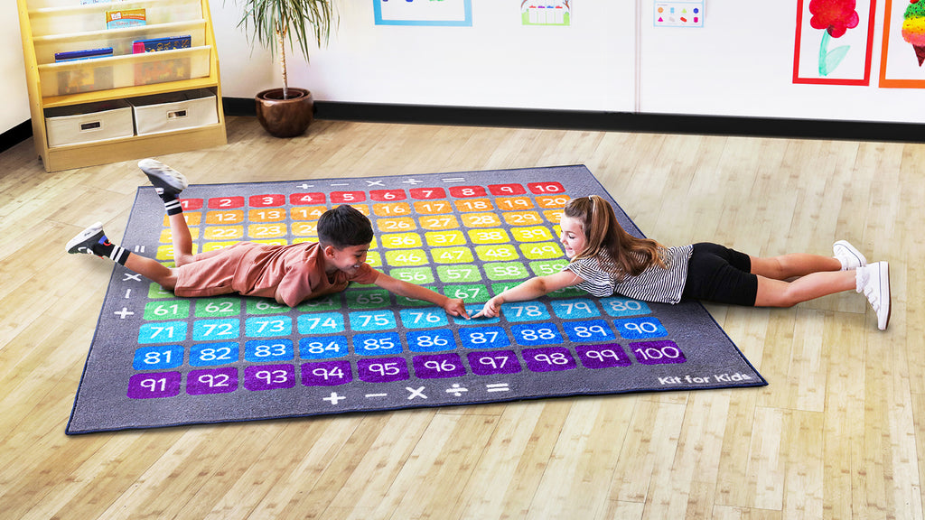 100 Square Counting Grid Carpet For Schools