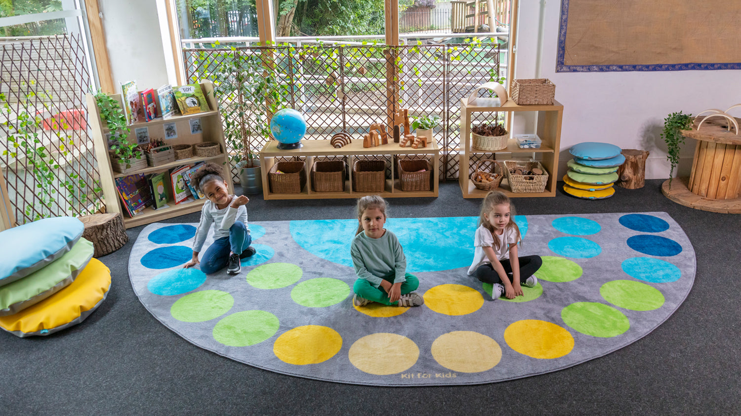 Lake Large Semi-Circle Carpet 4x2m – Classroom Direct