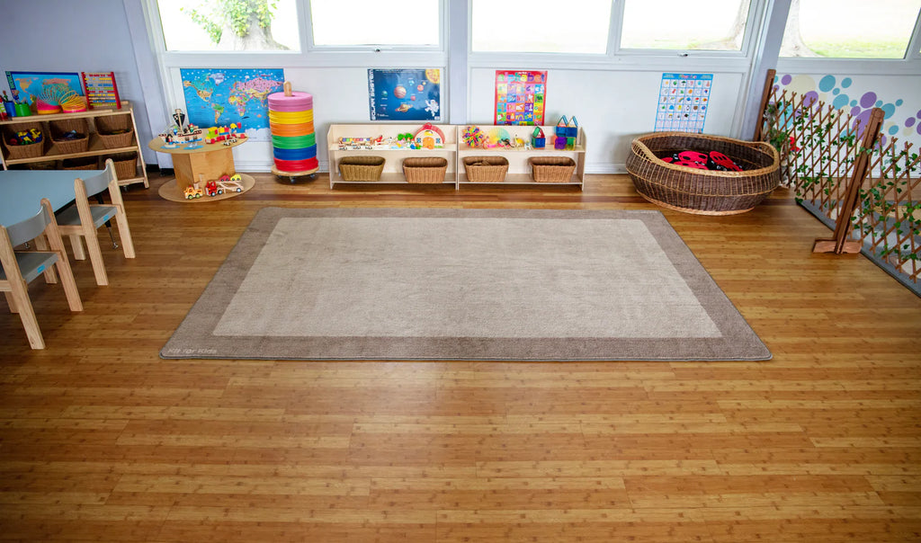 Classic Rectangular Border Carpet - Taupe 3x2m
