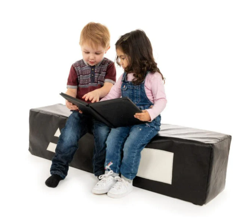 Quick Play Bench Rectangular Long Black & White Soft Play Bench - Classroom's ...