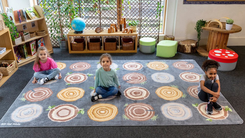 Early Years Natural World Tree Stump Placement Floor Carpet for Schools & Classrooms
