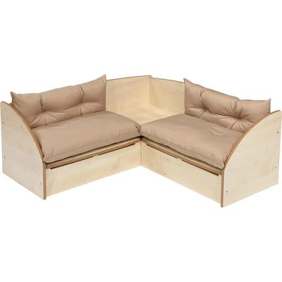 Corner Seating Unit with Tan Cushions (Maple)