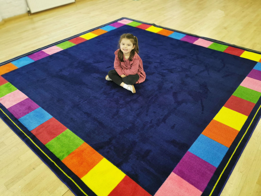 KinderColour™ Rainbow Edge Play Classroom Rug 3 x 3 metre