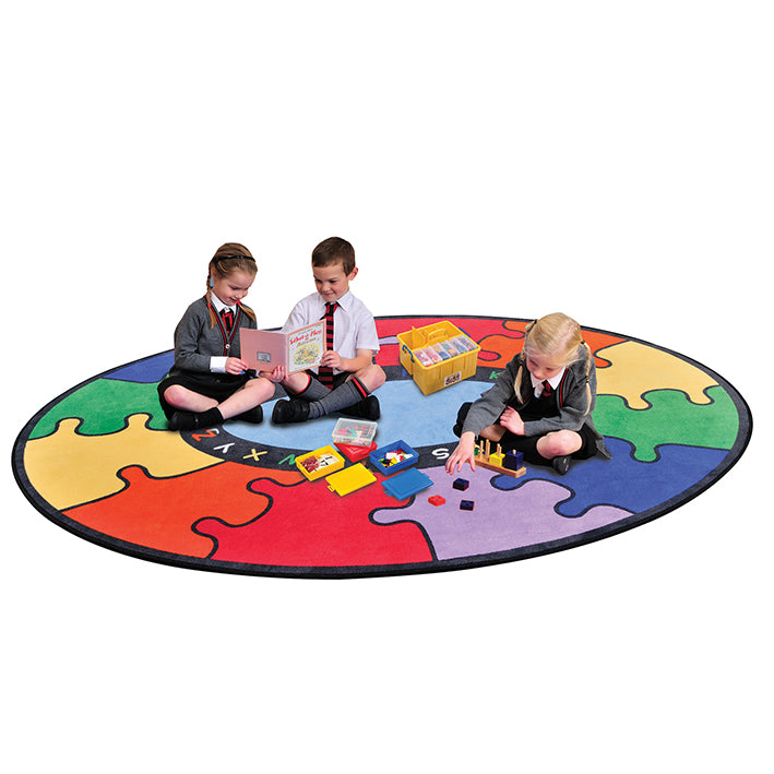 Abc Round Rainbow Puzzle Learning Rug Carpet 2x2M