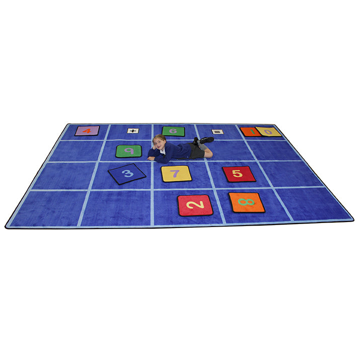 Large Grid Rug with Number Squares Carpet 2.5 x 3.6 M