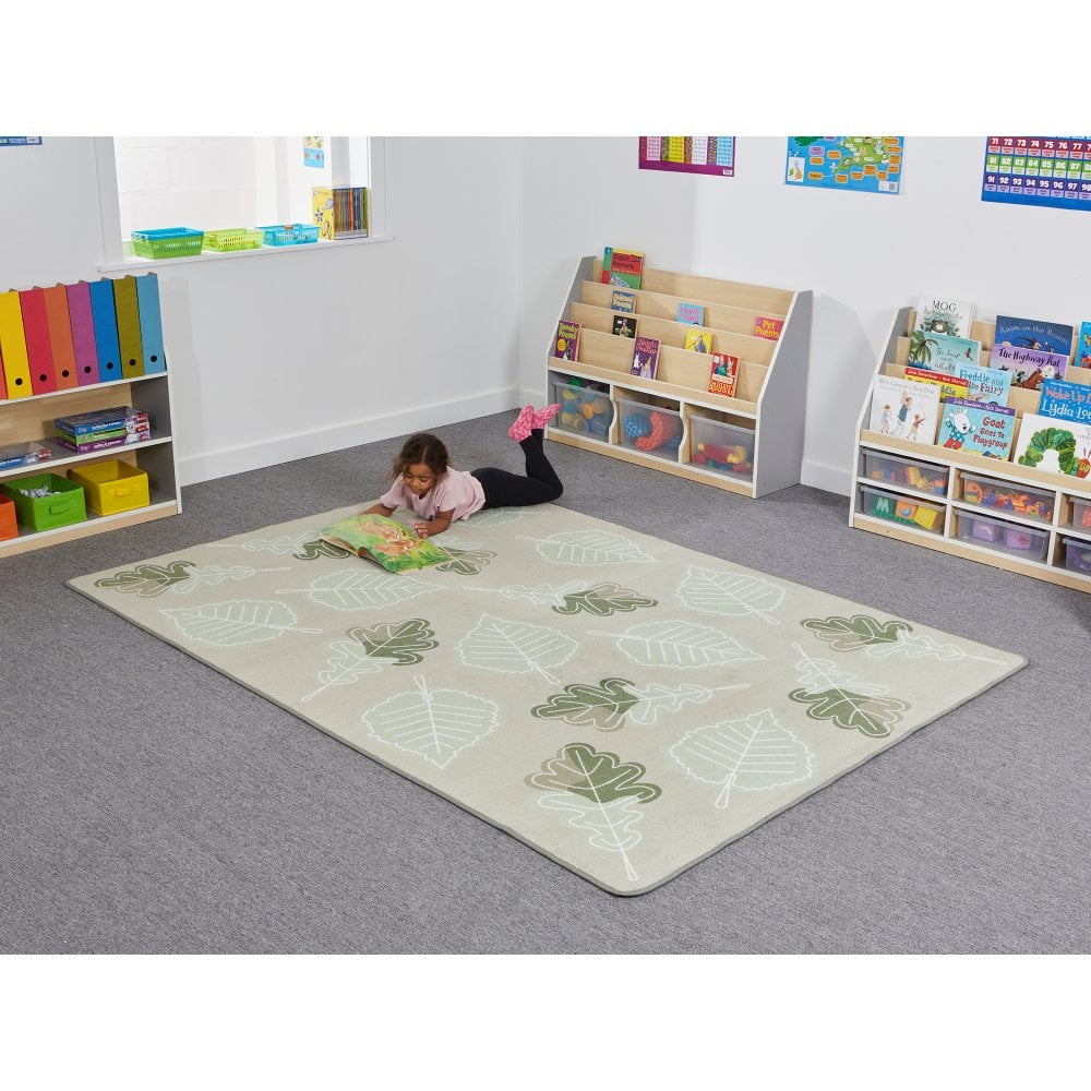 Green Leaf Pattern Rug for Schools & Classrooms