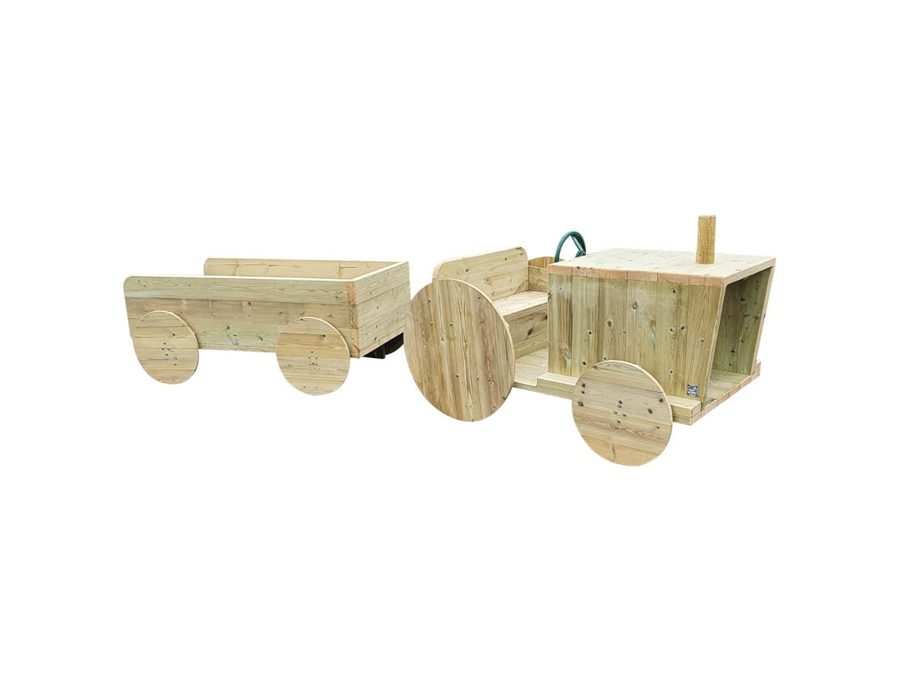 Wooden Playground Tractor And Trailer