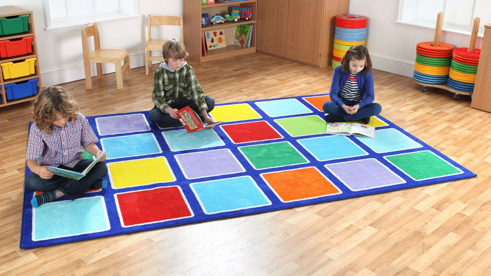 Rainbow™ Rectangle Placement Carpet For Schools 3x2m
