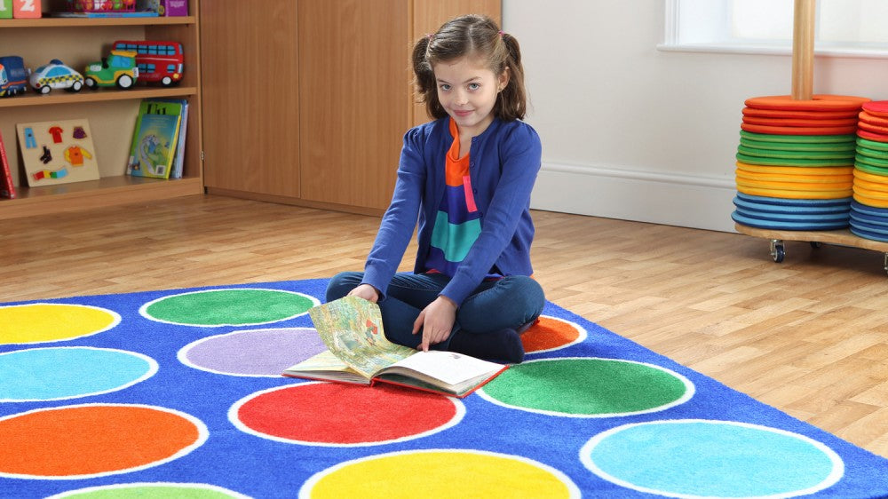 Rainbow™ Circles Placement Carpet For Schools 2x2m