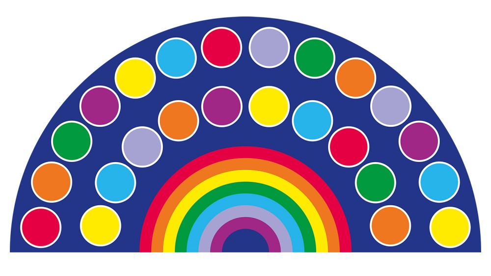 Rainbow™ Semi-Circle Placement Carpet For Schools 2000 x 4000mm