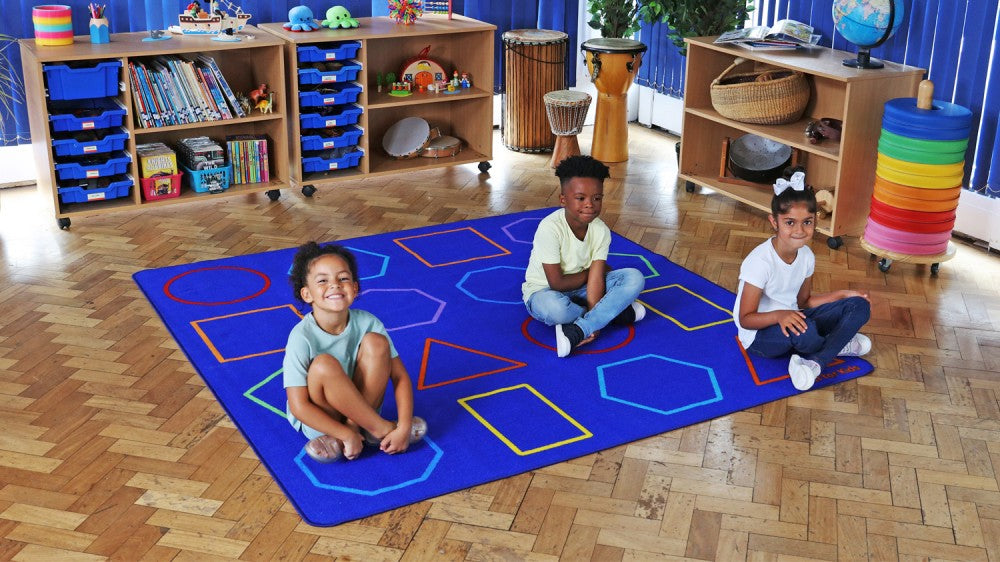 Essentials Rainbow Geometric Carpet - Blue