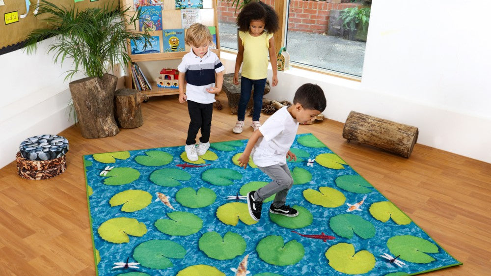Back to Nature™ Grass & Lily Pads Double Sided Carpet For Schools 2m x 2m