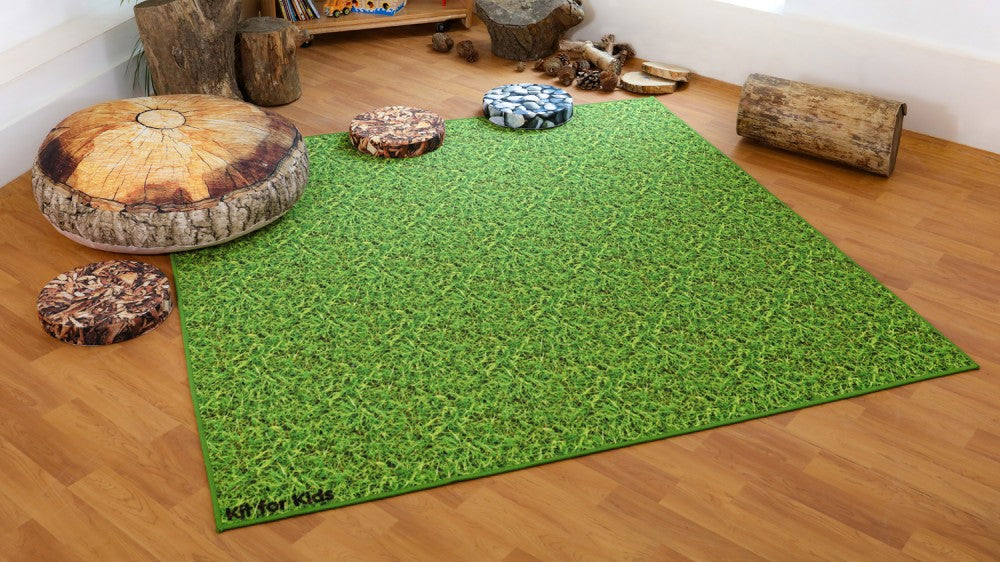 Back to Nature™ Grass & Lily Pads Double Sided Carpet For Schools 2m x 2m