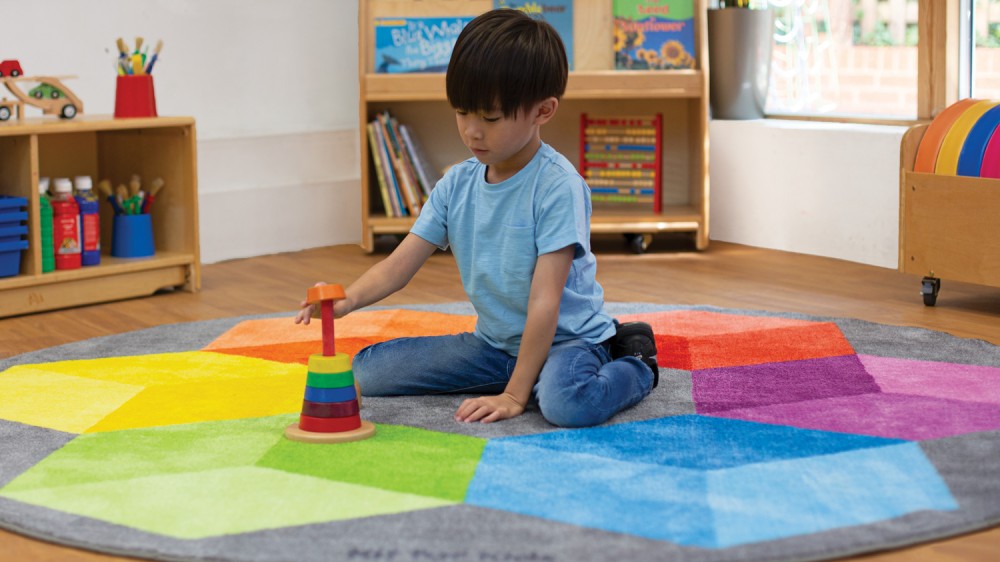 Rainbow™ Circular Polygons Carpet For Schools