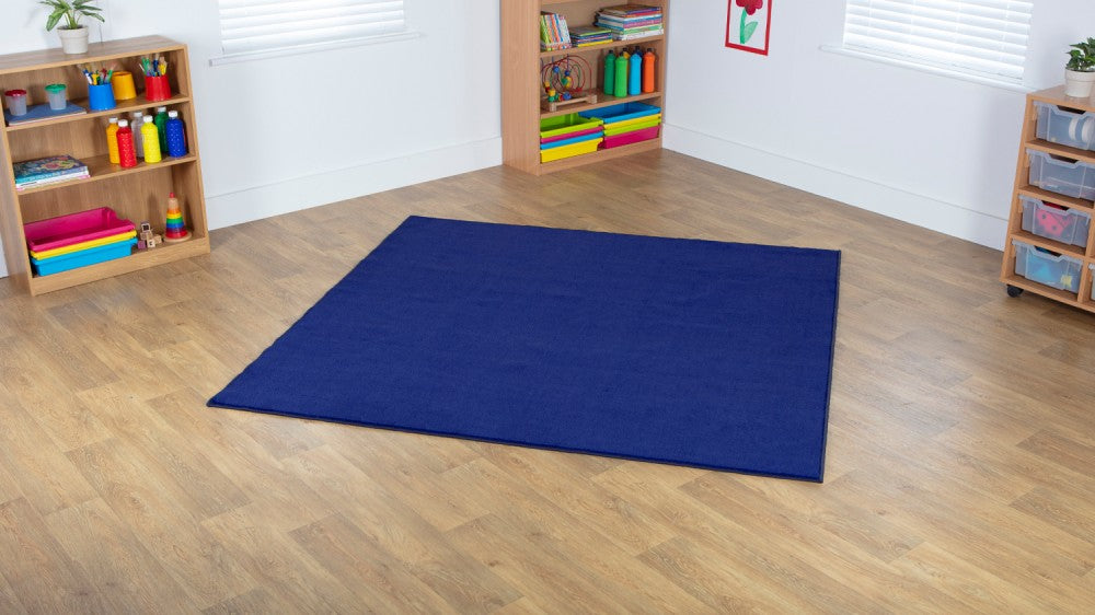 Luxury Super Soft Square Carpet, Navy For Schools Classroom Direct