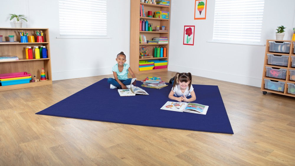 Luxury Super Soft Square Carpet, Navy For Schools