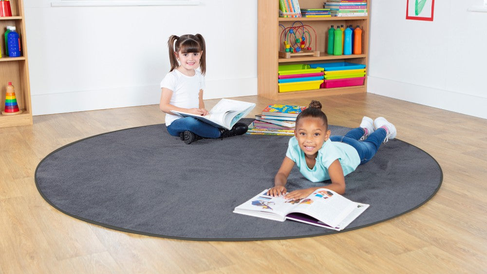 Luxury Super Soft Circular Carpet, Grey For Schools